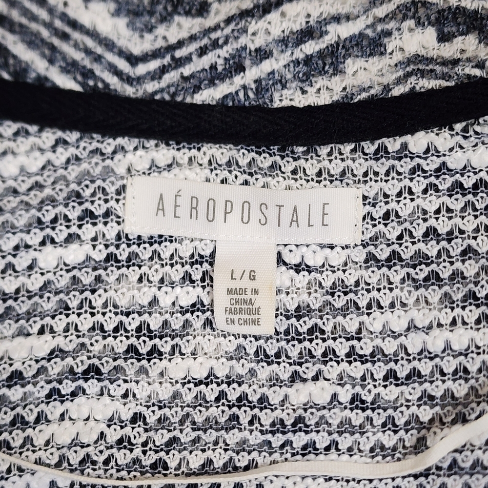 Aeropostale Womens Blue Cheveron Print Cardigan Duster - Picture 5 of 6